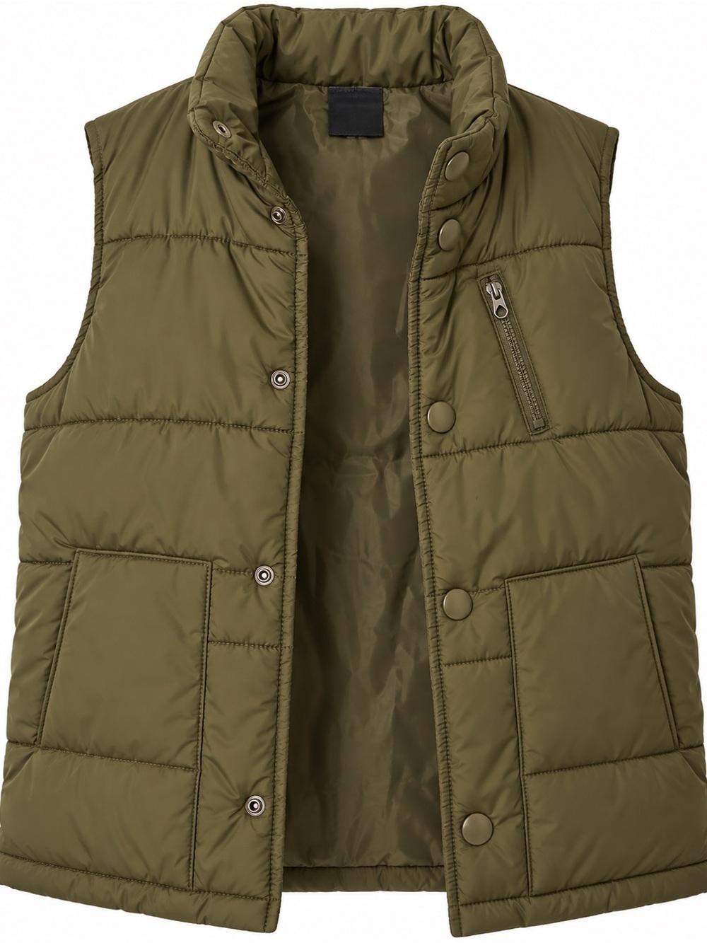 Volcom Olive Quilted Puffer Vest for Men